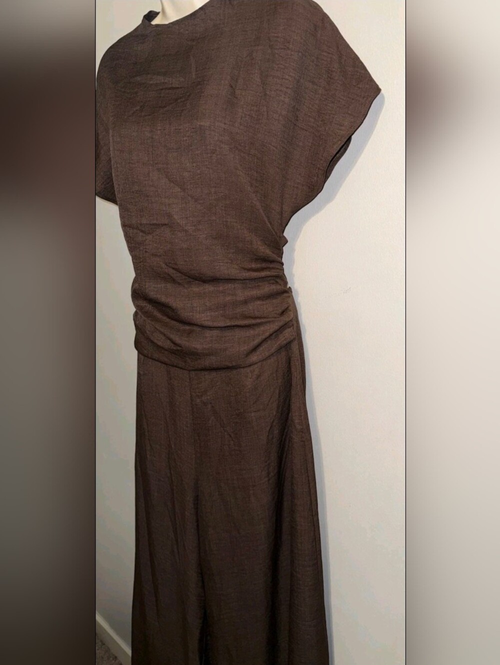 Wide-Leg Back-Tie Jumpsuit in Chocolate Brown - Picture 6 of 11